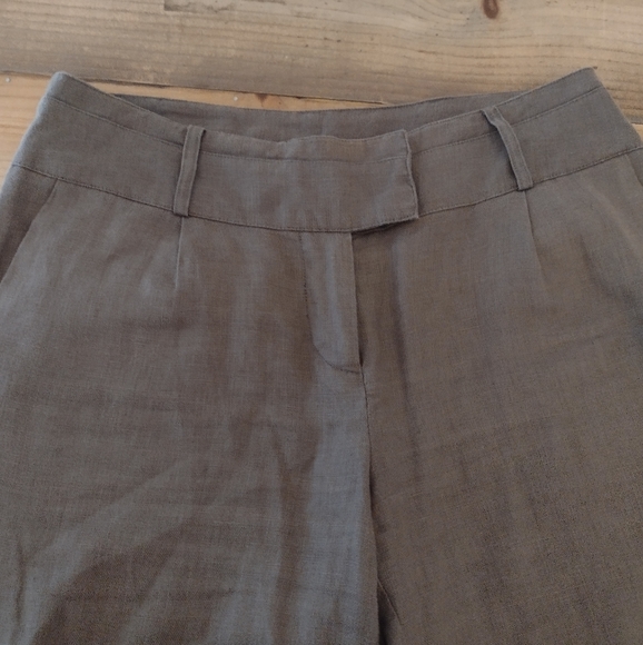 Zoe D Vintage Olive Green 100% Linen Capri Pant Size 4 New - Picture 2 of 8